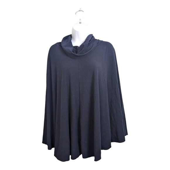 J.Crew Woman Navy Blue Cowl Neck Poncho  T-Shirt Fabric Stretchy Flowy Casual S - Picture 1 of 9